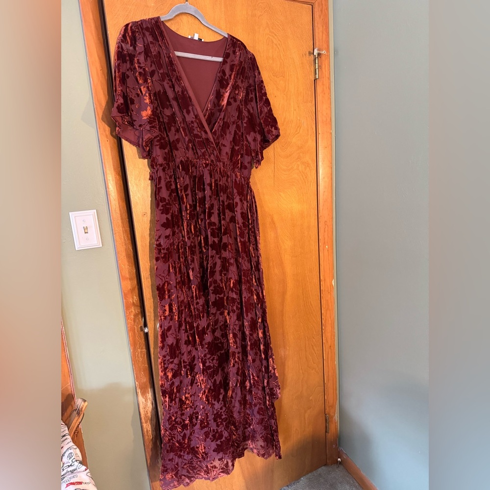 Baltic Born Deep Red Velvet Maxi Dress